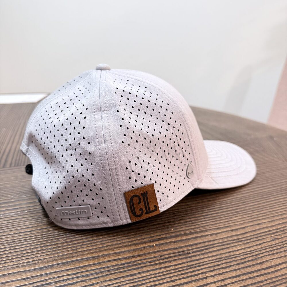 Close-up of a finished custom cap made at a hat bar